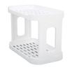 Double Layer Desktop Storage Rack Large Capacity Fence Design White Cosmetics Desktop Plastic Storag
