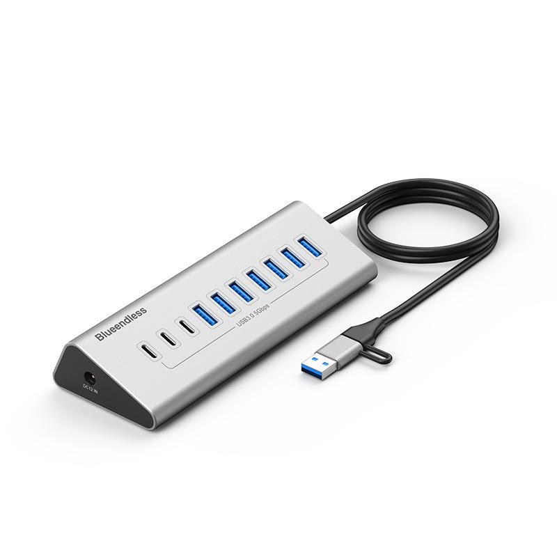 BlueShuo USB 3.2 10-Port Typ-C Hub Splitter für Laptops & Desktops