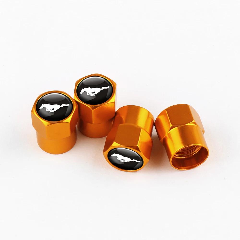 Car Sticker 2025 Hot 4Pcs Car Emblem Tire Valve Covers Dust Caps For Ford Mustang Shelby Edge Kuga Transit Fiesta Mondeo Ghia Fu
