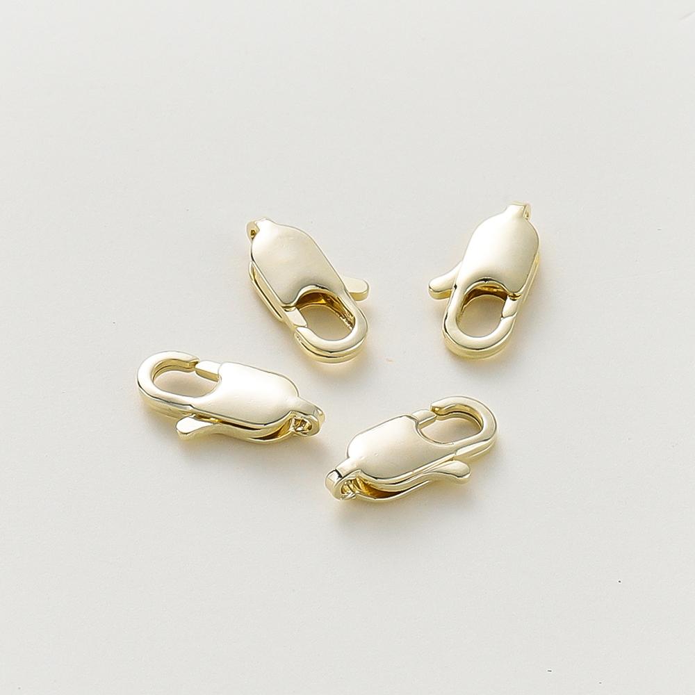 10pcs/lot 14K 18K Gold Plated Lobster Clasps Jump Rings End Chain Connector Hooks For DIY Necklace Bracelet Making Components