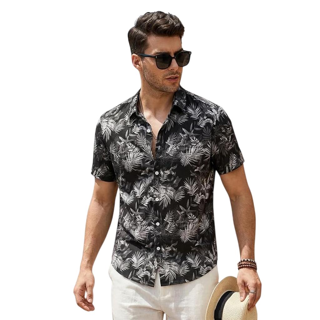 Armani Exchange Mens Palm Regular Short-Sleeved Shirt