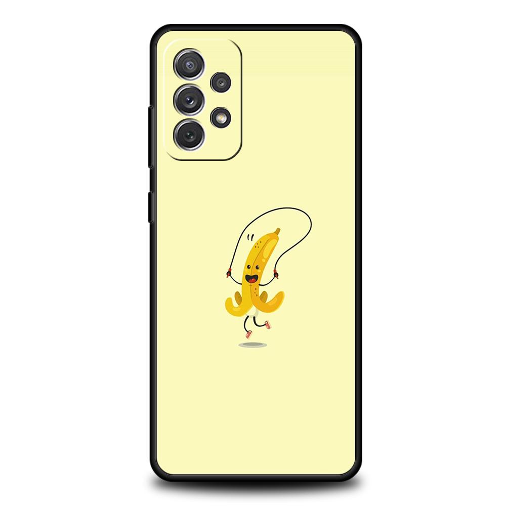 Phone Case for Samsung Galaxy A55 A53 A52 A52S A51 A41 A35 A32 A25 A23 A15 A13 A71 A72 5G Soft TPU Shell Funny Bite Apple Banana