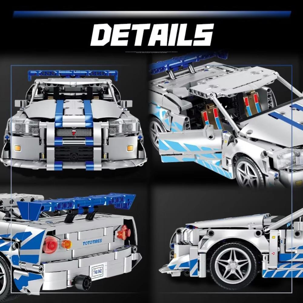Technické MOC 42210 God of War GT -R34 Sportovní auto Stavebnice LED RC Sada Nejlepší Dárek pro Hosty na Halloweenskou, Vánoční, Narozeninovou Oslavu