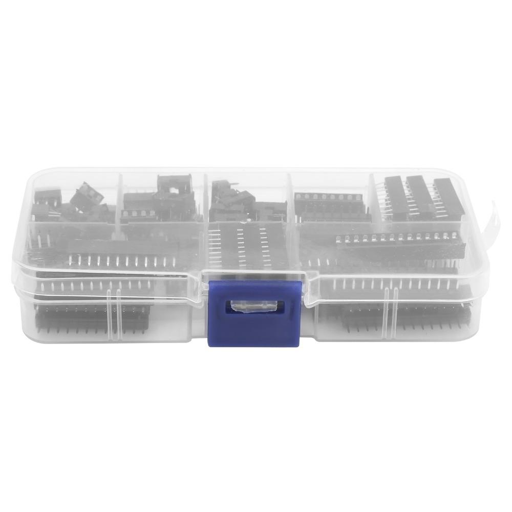 66pcs Solder Type IC Sockets Adapter InLine Package IC Socket Assortment Kit  Circuit Board Assembly