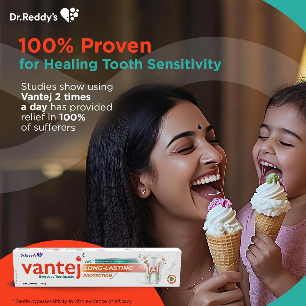 Vantej Dr Reddy's Tooth Sensitivity Toothpaste 100g Pack of 2 for Enamel Protection & Long-Term Relief