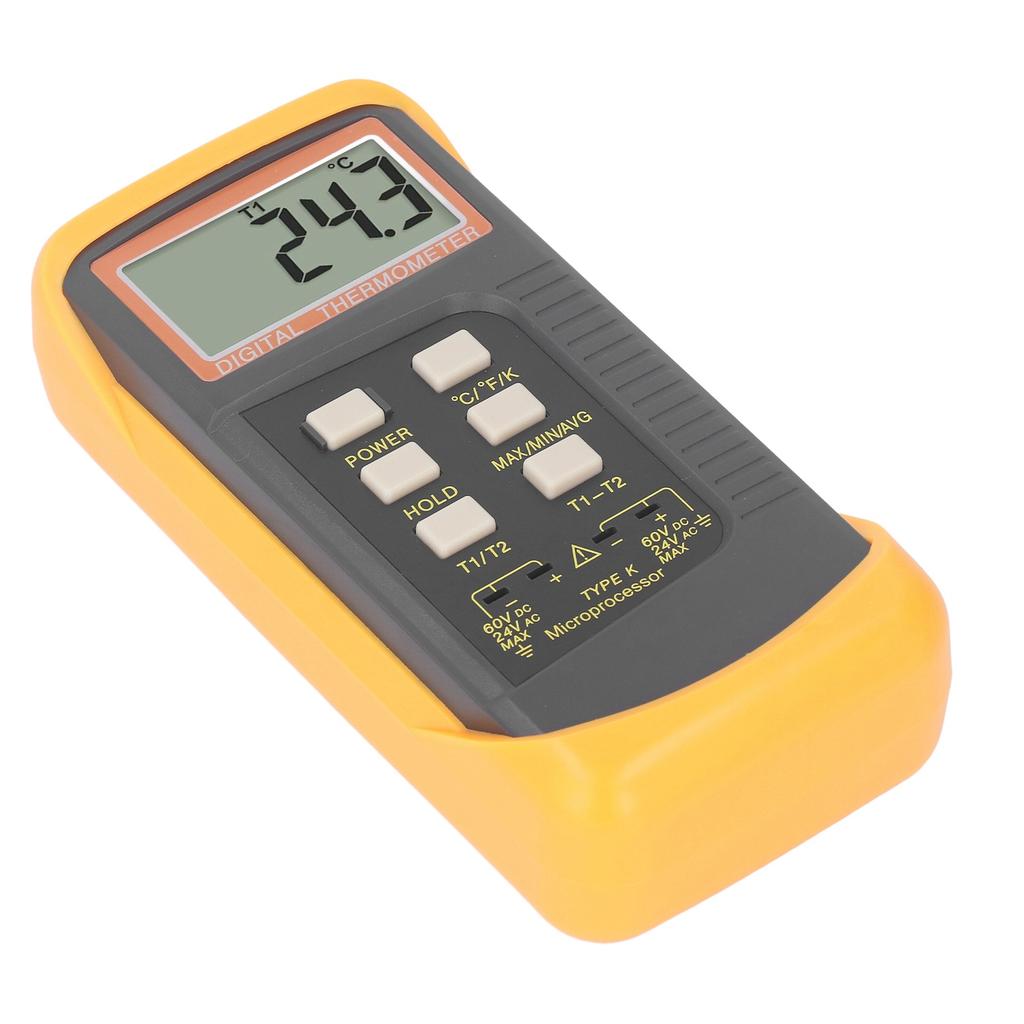 K Type Thermocouple Thermometer Dual Channel LCD Temperature Meter with 4 Probes DC60V AC24V Input