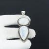 Natürlicher Mondstein Edelstein Handgefertigt 925 Sterling Silber Schmuck Anhänger, Doppelsteinanhänger, Weihnachtsgeschenk für Sie Schmuck für besondere Anlässe