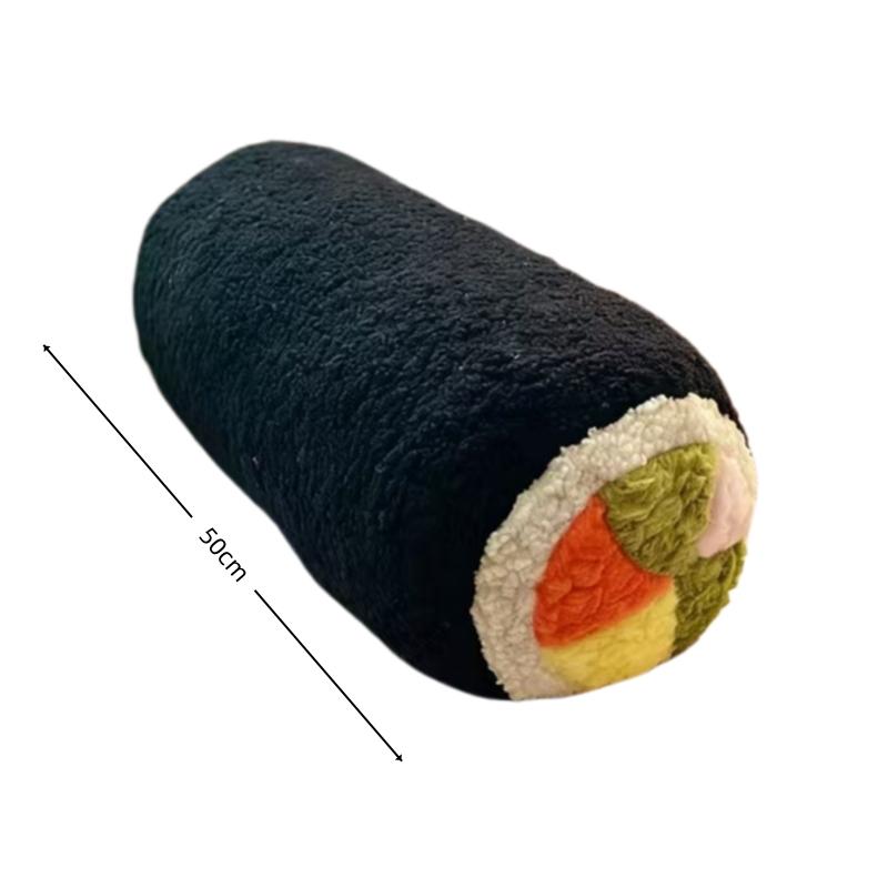 Kawaii Sushi-Thema Cilindrisch Slaapkussen Lange Kussen Pluche Speelgoed Voor Kinderen Creatieve Kamerdecoratie Uniek Verjaardagscadeau black
