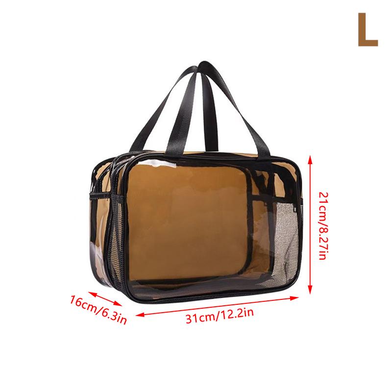 

Разделение сухого и влажного Двойная прозрачная косметичка Портативная сумка для стирки Сумка для хранения косметики Дорожные принадлежности для фитнеса и плавания L серый