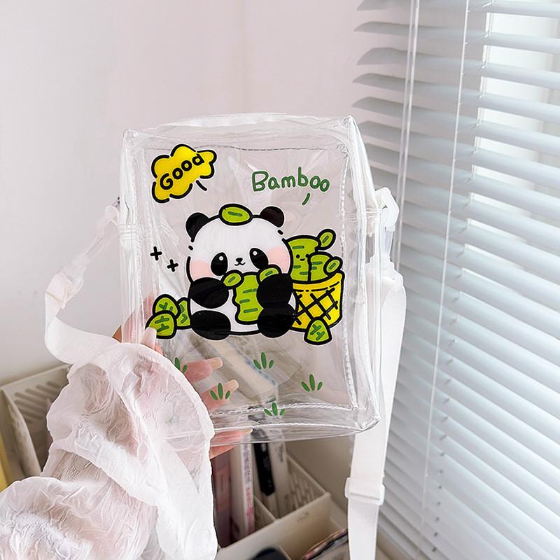 Cute Cartoon Panda Pvc Shoulder Bag Lightweight Summer Beach Bag For Kids жёлтый