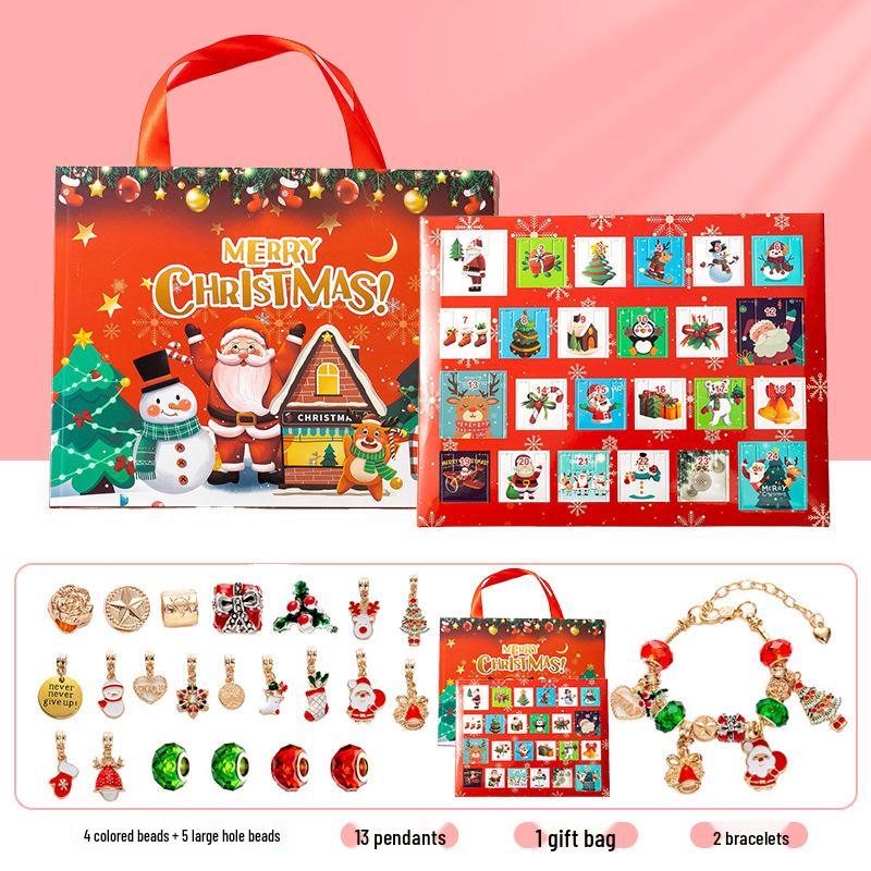 Christmas Jewelry Advent Calendar: 24 Compartments of Necklace, Bracelet & Stud Earrings Gift Box