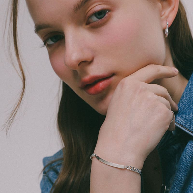 J.Lauren Cuff Chain Silver Bracelet B01041