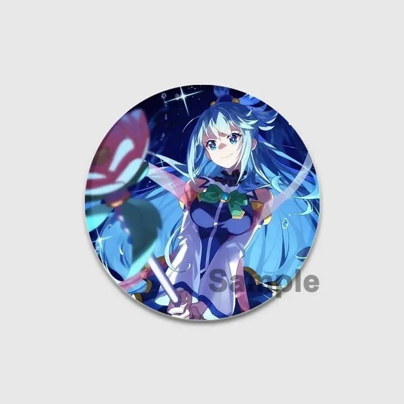 32/44/58mm Anime KonoSuba Brooch Pin Cartoon Figure Megumin Aqua Badge Button Pin Cosplay Souvenir Toy Gift Backpack Clothes Accessories