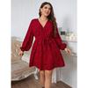 Summer Women's Leopard Print Dress Wrap V-Neck Long Lantern Sleeve Belt Dress Vocation Club Party Dress Breathable Lightweight  Comfortable Dress