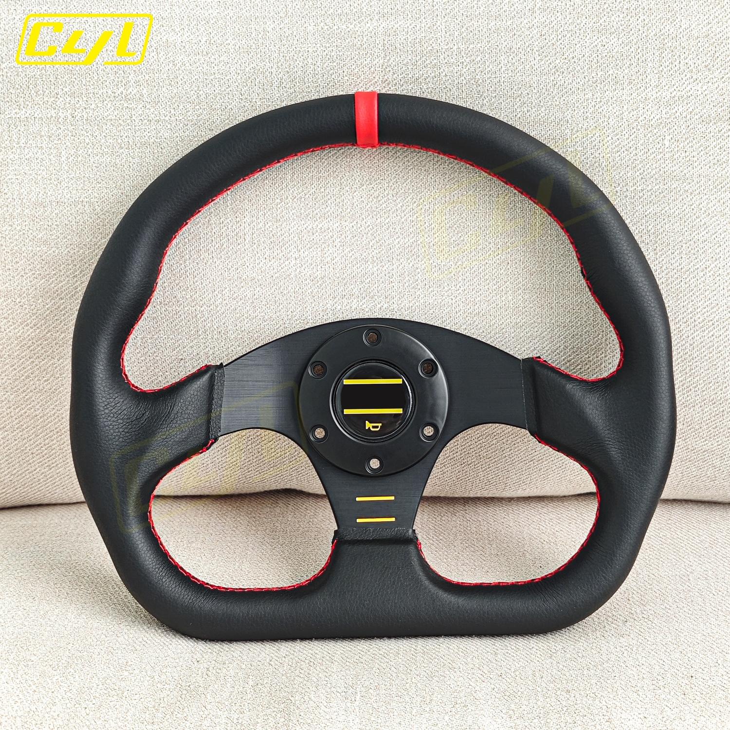 JDM D Shape Red Stitching Leather
