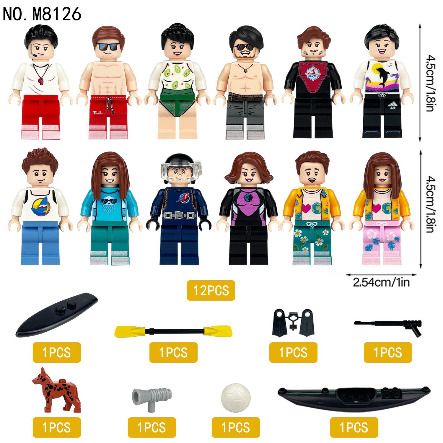 

12 шт., городская серия, пляжная сцена, досуг, отдых, путешествия, дети собирают строительные блоки, игрушки