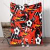 Multisize Football Theme Red Background Blanket Warm Soft Luxury Gifts for Children Adults Suitable for Home Sofa Bed Travel RV