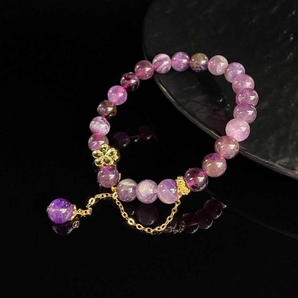 Jingxi Collection: 2025 Purple Crystal Peach Blossom Bracelet - Light Luxury Vintage for Women