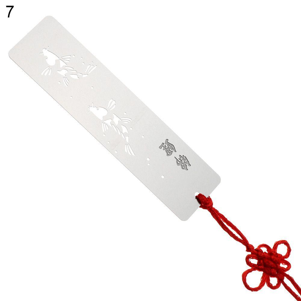 Metal Hollow Bookmarks Chinese Style Red Knot Creative Book Clip Stainless Steel Pagination Mark Calligraphy Painting Kids Gift
