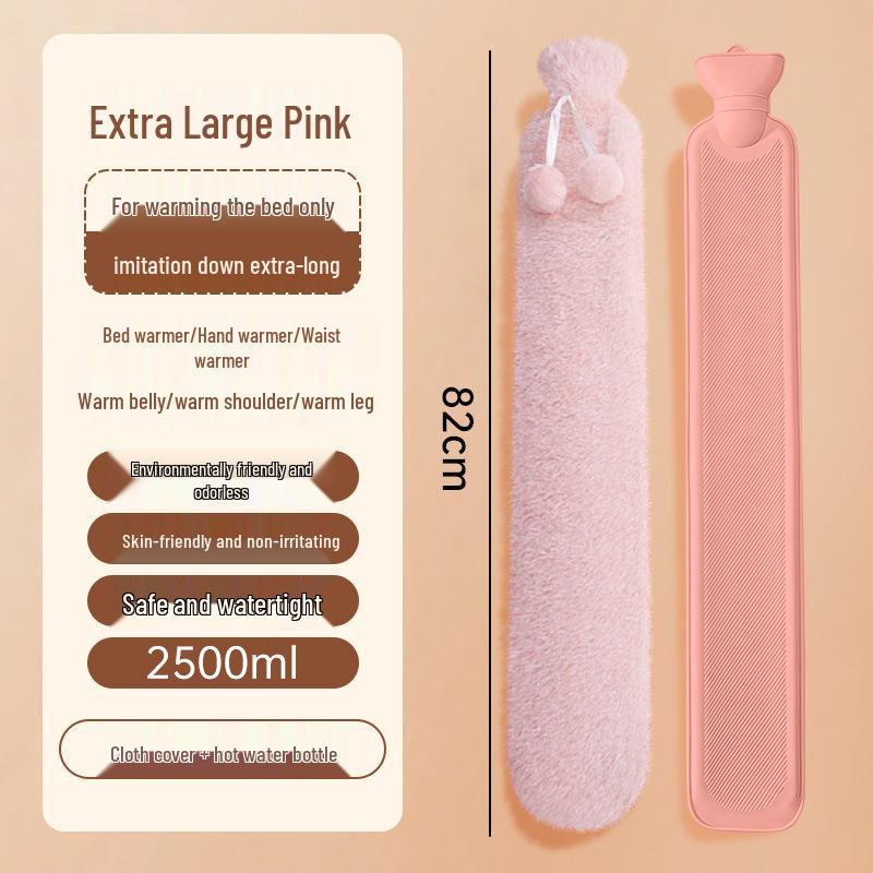 Plush Hot Water Bottle: Large, Explosion-Proof Hand and Waist Warmer, Small Stomach Pack, Pour-in Type.