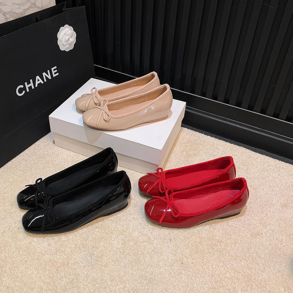 Cowhide Version 4.5cm Inner Height Increase~ 2025 Autumn Super Soft Square Head Bow Commuter Ballet Shoes Women's Single Shoes