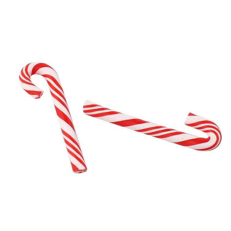 50Pcs Red And White Handmade Christmas Candy Cane Kawaii Miniature Food Dollhouse Home Decor