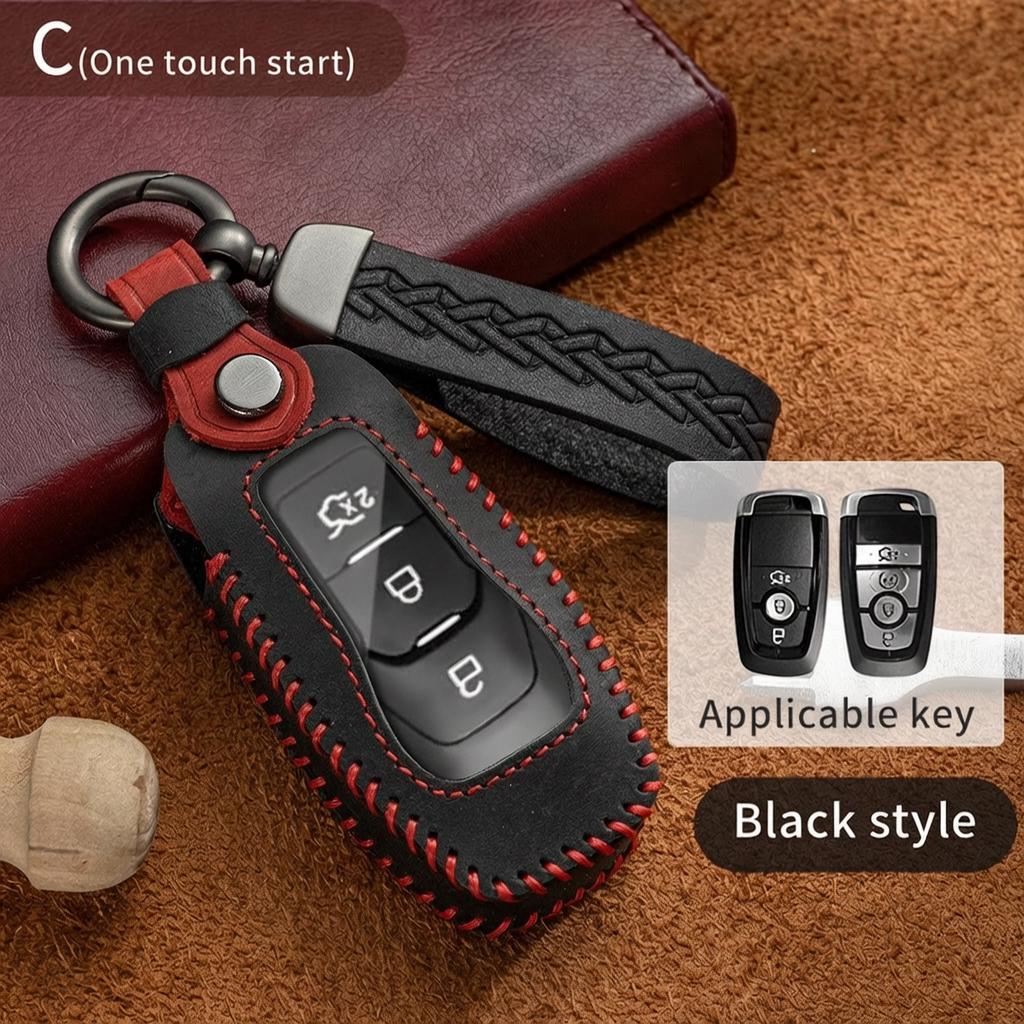 Leather Smart Key Cover For Ford Focus C346 Mondeo Cd391 Escape Cx482 Explorer U625 Mustang S550 Edge Cd539 Lincoln Mkz Key Case