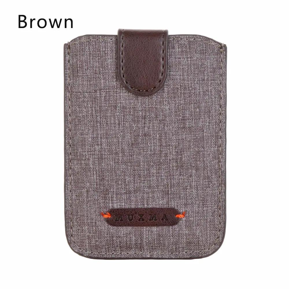 

New Canvas Adhesive Sticker 5 Pull Credit Card Holder RFID Blocking Credit Cards Pouch Phone Wallet Pocket коричневий