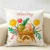 Happy Easter Rabbit Cute Cushion Cover Natural Linen Organic Fabric DoubleSided Printing Room Sofa Decor Pillow Case