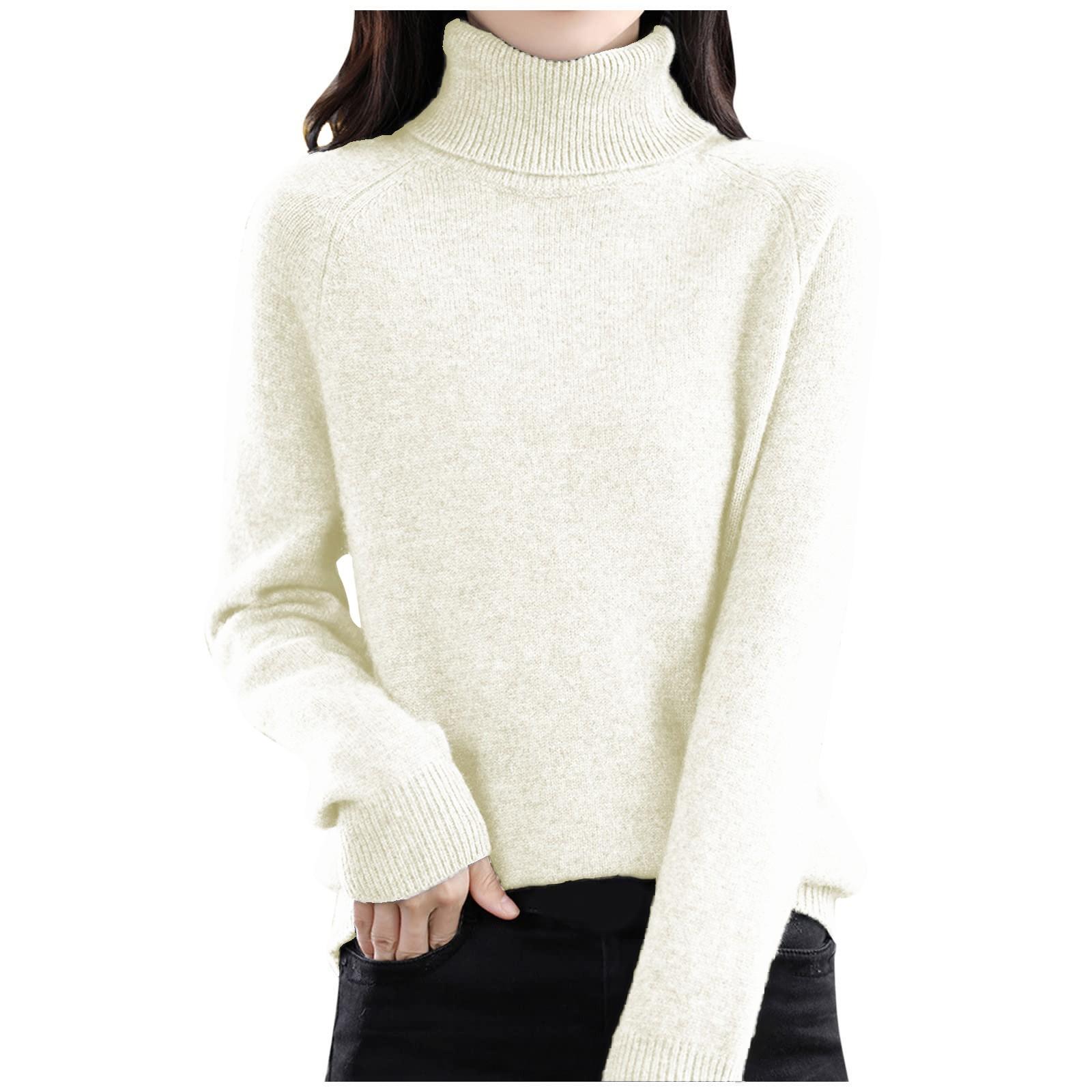 

Женский модный шерстяной свитер с длинными рукавами и вставкой на плечах, однотонный водолазка L белый