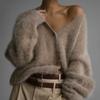 Womens Oversized Knit Cardigan Soft Acrylic Sweater V-Neck Long Sleeve Casual Outerwear Fall 2026