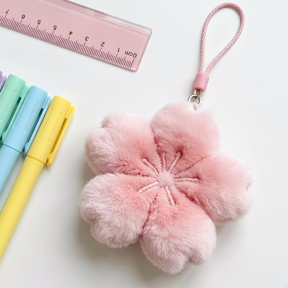 Ornaments Cherry Blossom Pendant Sweet Bag Hanging Bag Charm Plush Flower Keychain Gifts