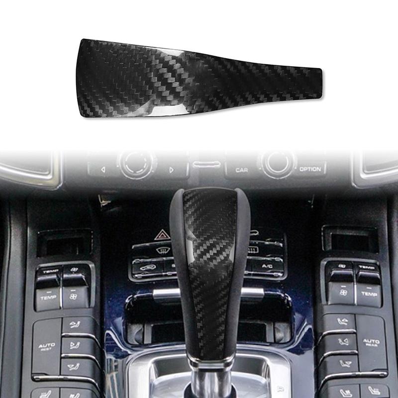For Porsche Cayenne 958 2011-2017 Carbon Fiber Gear Shift Knob Cover Interior Gear Shift Lever Knob Trim Replacement
