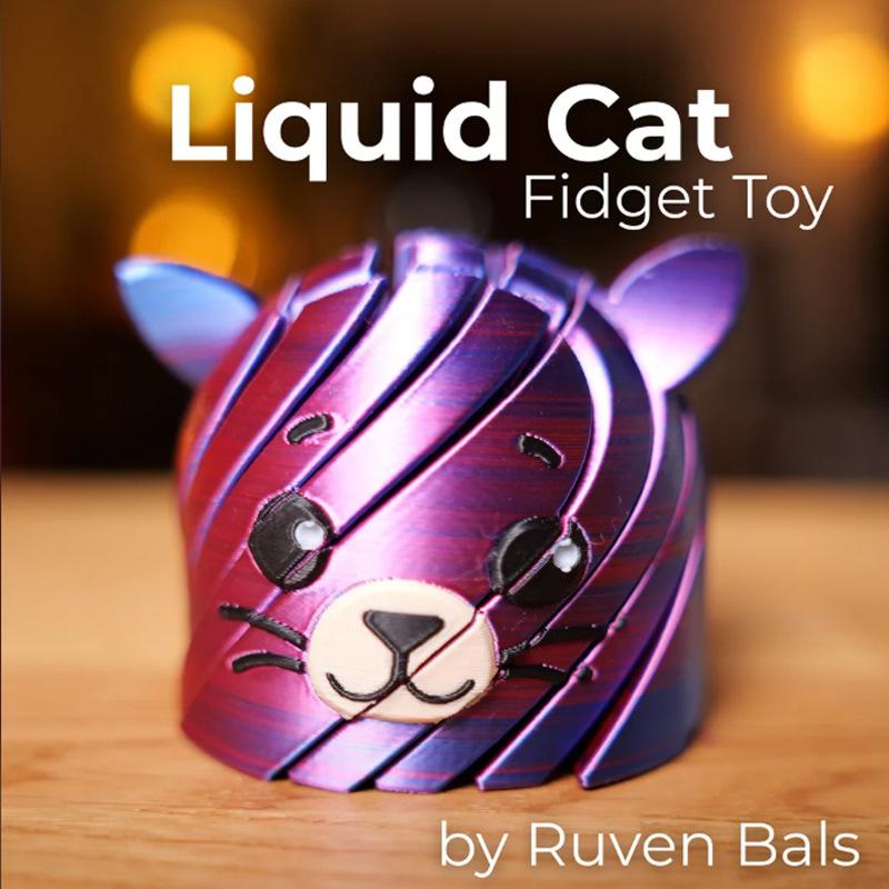 Liquid Cat Fidget Toy 3D Printed Twistsphere Deformable Relax Ball Ornament Anxiety Relief Toys For Office Home And Travel