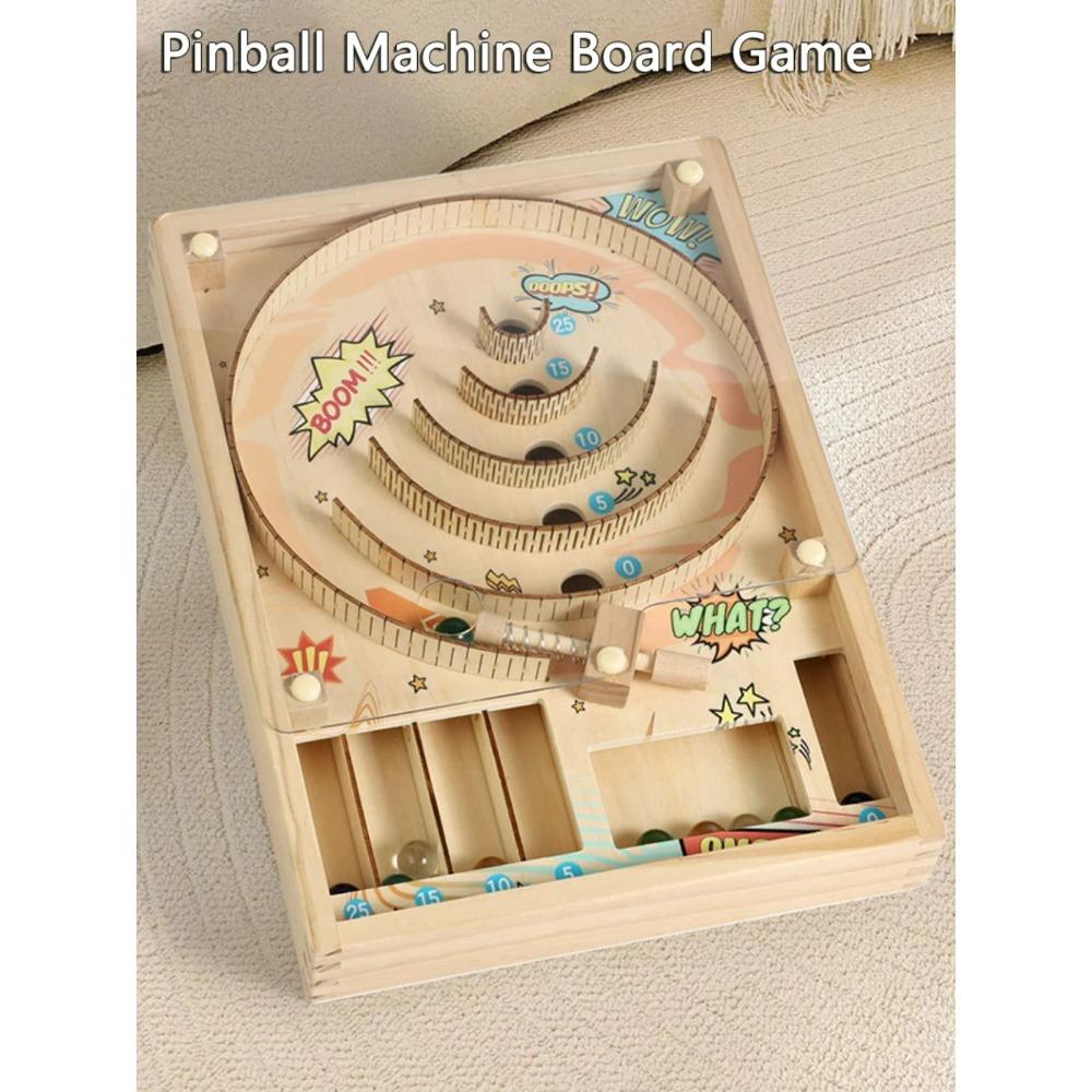 Wooden Pinball Machine Board Games Flipper Automat Mini Pinball Brain Teaser Pinball Table Game Party Social Adult Kids Toy Gift
