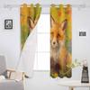 Two Foxes With Maple Leaves In Autumn Blackout Curtains For Living Room Bedroom Window Treatment Blinds Drapes