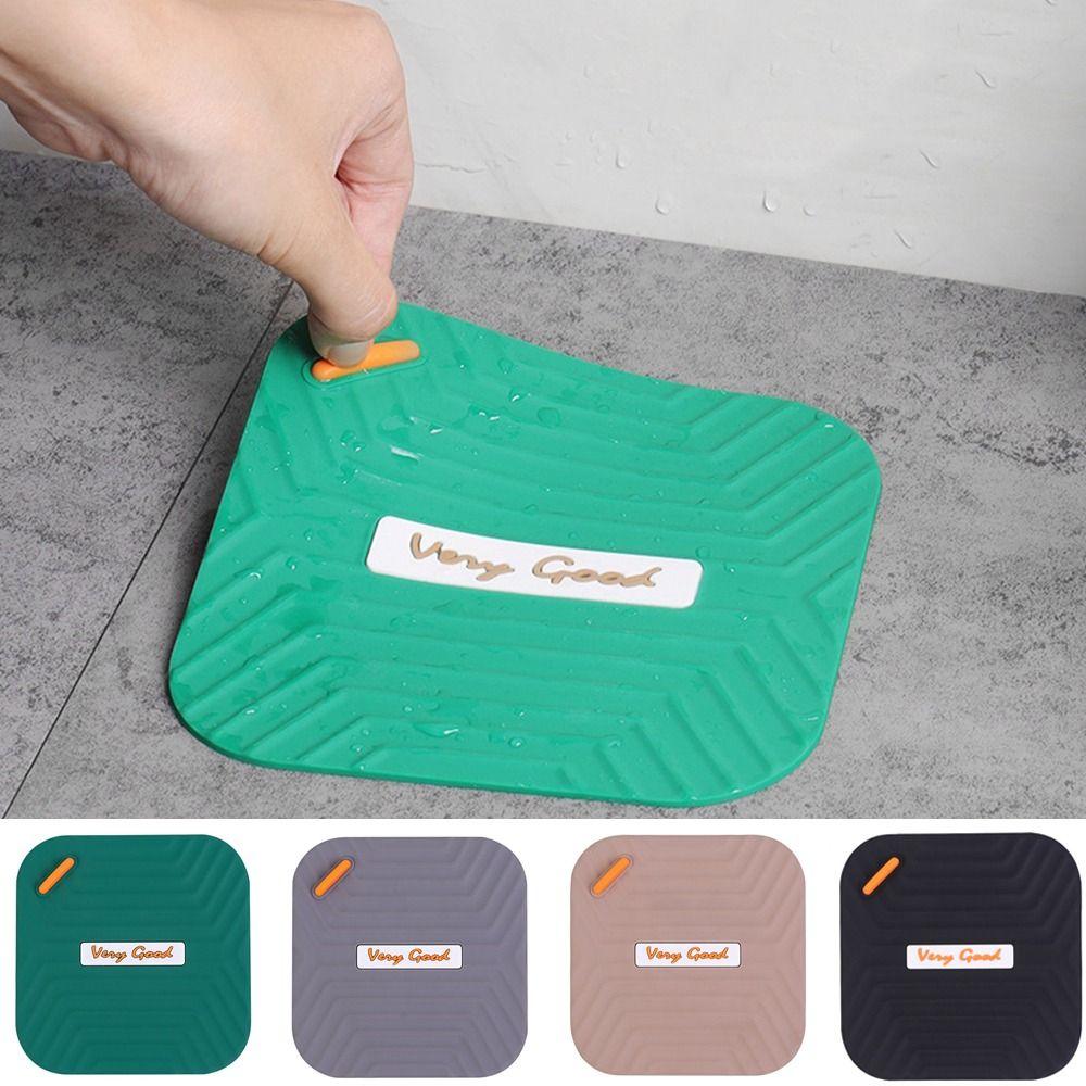 

Square Floor Drain Cover Silicone Water Stopper Durable Shower Deodorant Pad Household сірий