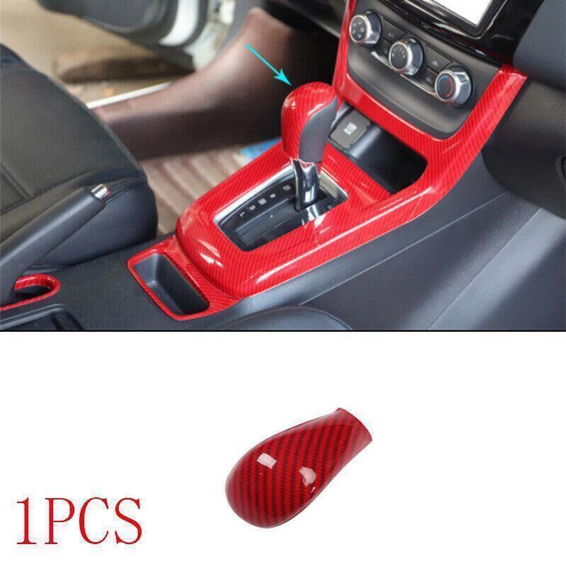 For 13-19 Nissan Sentra Sylphy Red Carbon Fiber Console Gear Shift Knob Cover 1X