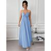 Summer new blue neck halter dress waist thin seaside vacation gentle wind