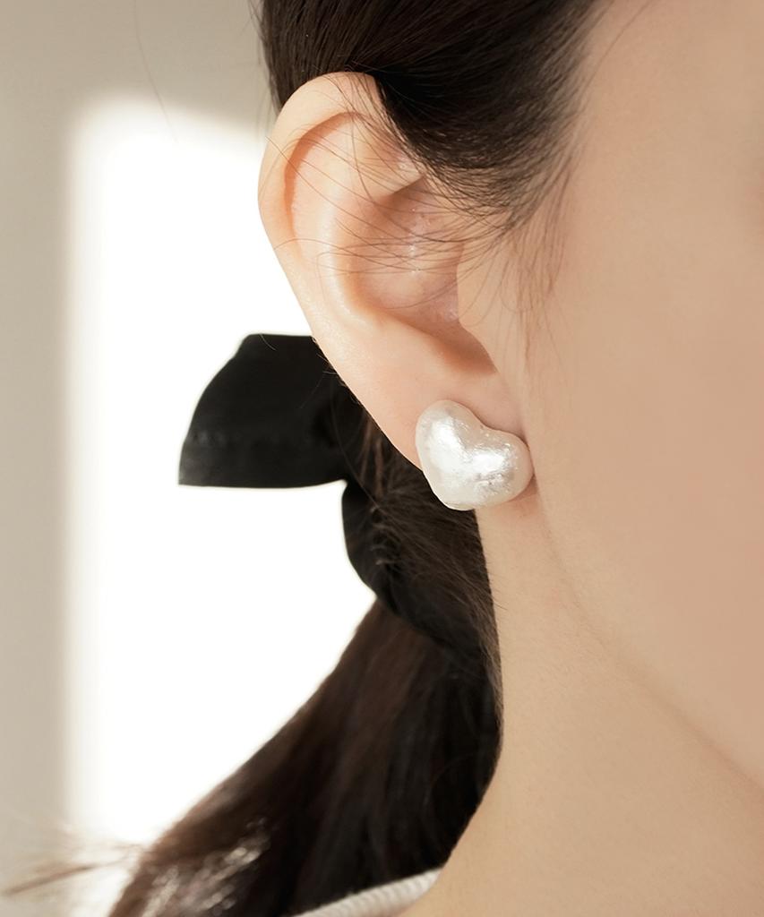 Alleun Silver 925 Heart Full Moon Silver Earrings Bold Stud