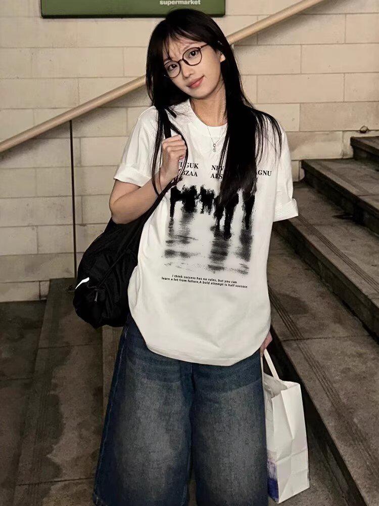 Street Fashion Oversized Crew Neck Spray Dye Short Sleeve T-Shirt