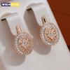 Vintage Zircon Drop Earrings 585 Rose Gold Women Luxury Oval Geometric Classic Hoops Earrings Fashion Wedding Jewelry Earrings