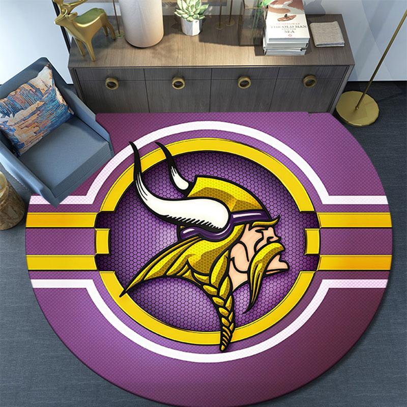 Minnesota Vikings2,Runder Teppich,Teppich für Wohnzimmer Schlafzimmer Sofa Spielzimmer Dekoration,Rutschfeste Bodenmatte