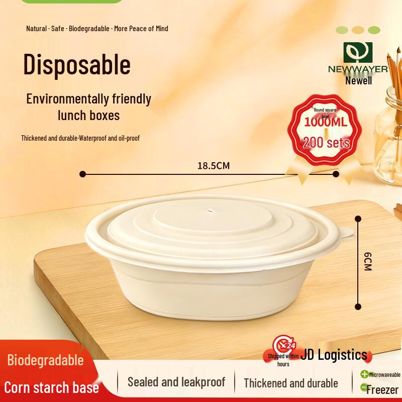 Biodegradable 1000ml Disposable Meal Boxes with Lids