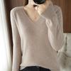 YYFS Women's Fashion Casual Solid Color Print Autumn Winter Long Sleeve V-Neck Pullovers & Long Sleeves
