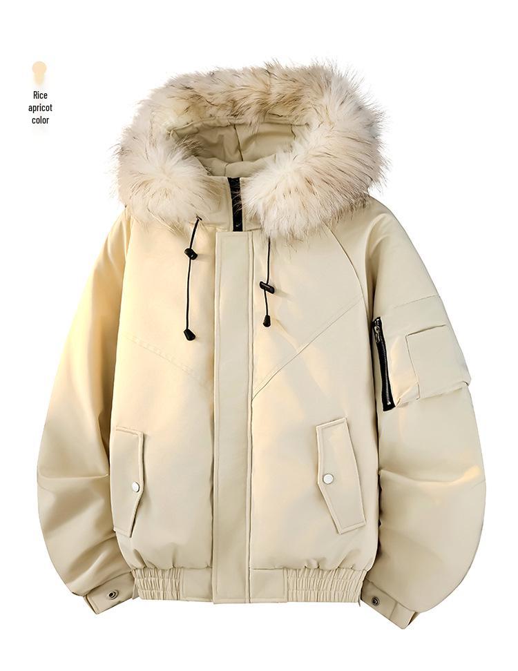 Unisex High-End Winter Trench Coat with Fur Collar, Casual Trendy Thickened Down Jacket