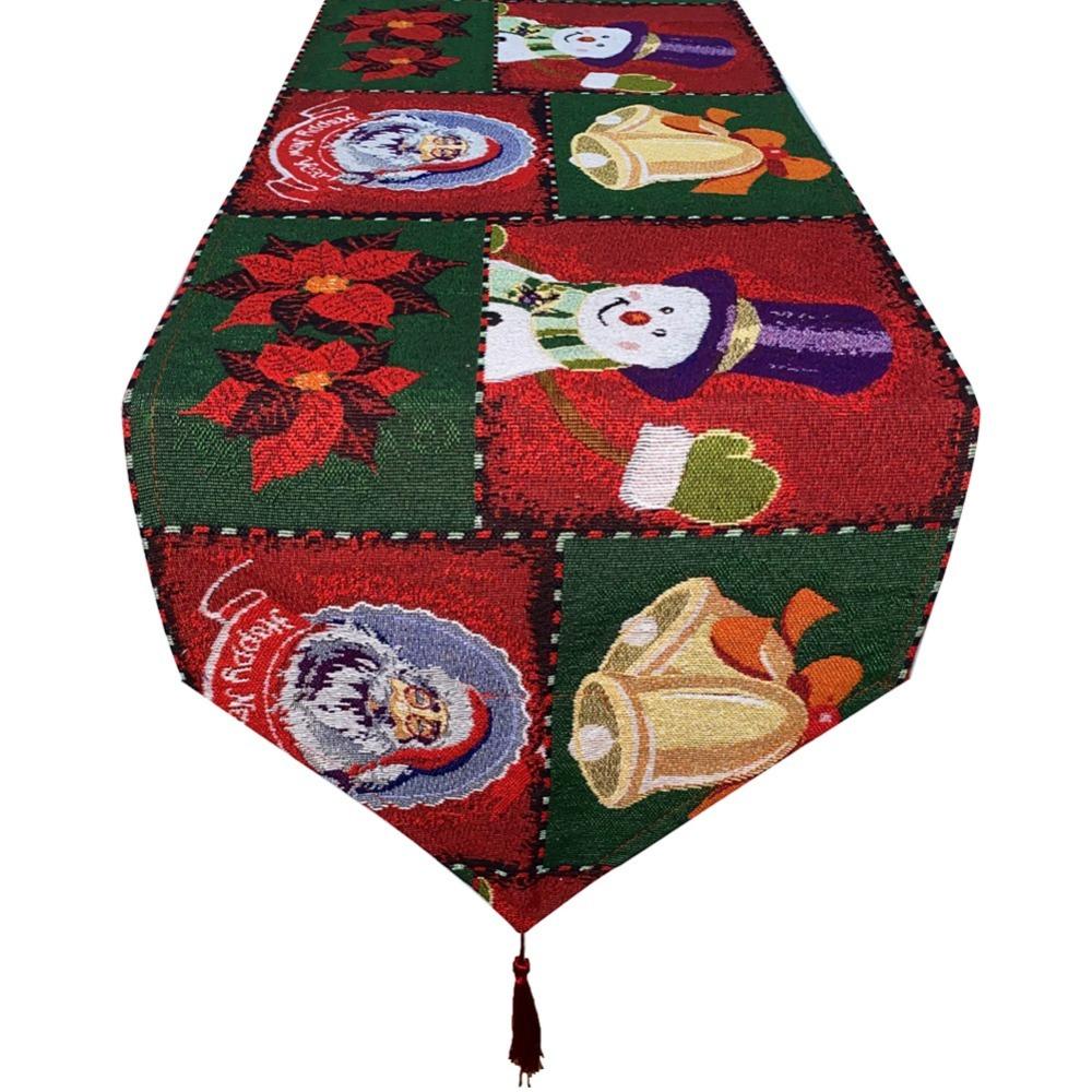 Snowman Themed Christmas Table Runner Cotton Tablecloth Holiday Dining Decor