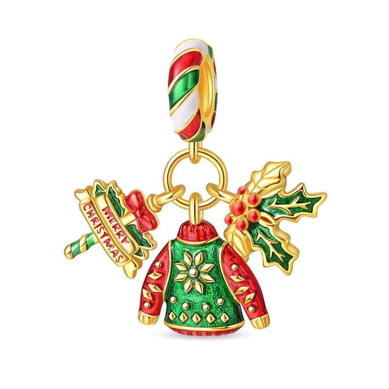 Newcopper Santa Claus Elk Socks Christmas Charms Beads Fit 3Mmoriginal Bracelets Diy Party Jewelry Festival Gifts