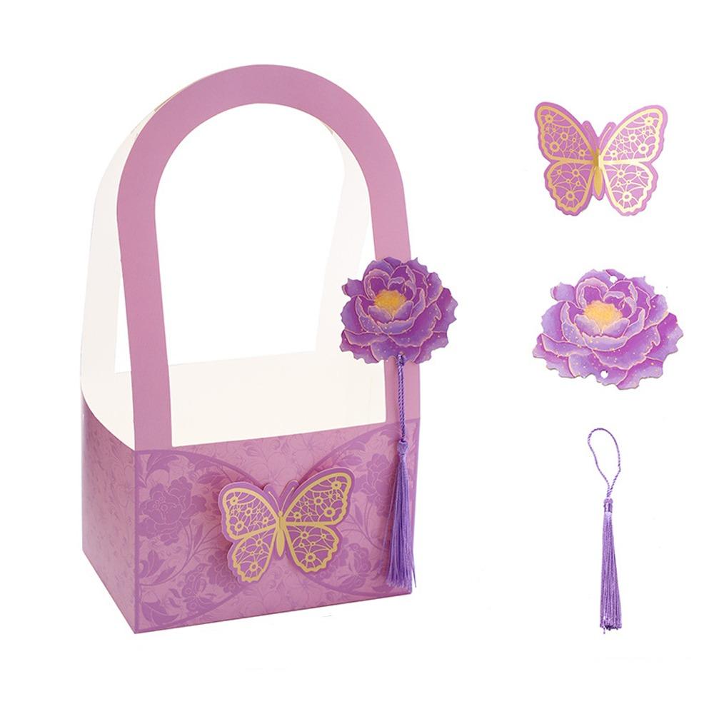 3pcs Portable Butterfly Flower Arrangement Box Paper Bouquet Wrapping Box  Valentine's Day Gift