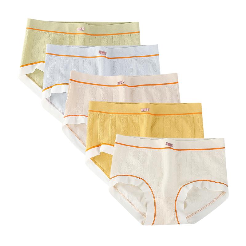 5 Pcs/Set Underwear for Women Seamless Panties Breathable Soft Briefs Girls Panty Mid Waist Underpants